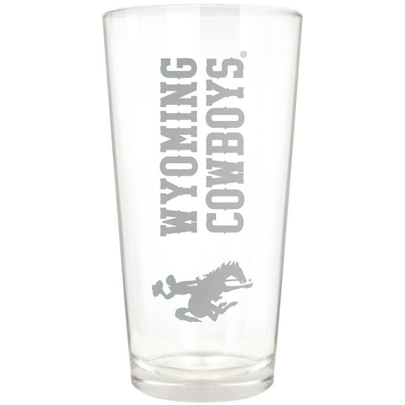 Wyoming Cowboys Etched 16oz. Vertical Rally Cry Pint Glass