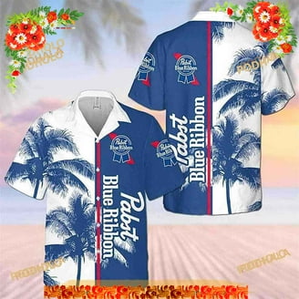 Pabst Blue Ribbon Men's Print Button Up Shirt with Short Sleeves