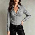 thumbnail image 3 of StSilkitty Button down Shirts for Women Solid Color Long Sleeve Collared Blouses Lightweight Dressy Casual Tops, 3 of 6