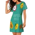 thumbnail image 2 of Disketp Tropical Fruit para Camisón Corto de Manga Corta para Mujeres, Camisón Cómodo con Escote Redondo, Bonito y Confortable, 2 of 6