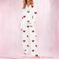 thumbnail image 4 of Uaswgudfs Women's Valentine's Day Pajama Set Long Sleeve Button Front Heart Print Casual Sleepwear Flannel-Like, 4 of 8