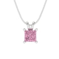 thumbnail image 4 of Clara Pucci 14K White Solid Hypoallergenic Gold 2.5Ct Pink Zircon Princess Cut Solitaire Designer Necklace Pendant For April, 4 of 7