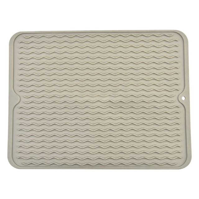pdqouc Large Silicone Dish Drying Mat, Non-Slip HeatResistant Sink Mat & Counter Protector, Easy Clean Drainer Mat for Kitchen, Refrigerator Drawer Liner, 2-Pack