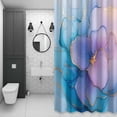 thumbnail image 4 of Modern Water Ripple Shower Curtain for Bathroom Decor, Gold Blue Marble Texture Waterproof Fabric Shower Curtain, 72"x96" Set with 12 Hooks, 4 of 9