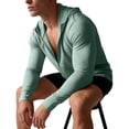thumbnail image 5 of Mens UPF 50+ Sun Protection Jacket Hooded Long Sleeve Zipper Lightweight Quick Dry Athletic Top with Pockets and Thumb Hole Green 3XL, 5 of 7