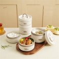 thumbnail image 4 of CHOK Portable Insulated Lunch Container Set Stackable Stainless Steel Food Container with Thermal Bag Leakproof for School Work Picnic Travel Warm Food Storage Box, 4 of 9