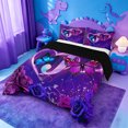 thumbnail image 2 of meiyoeat Butterfly Theme Monogram J Queen Comforter Set,Purple Neon Initial Art Comforter Sets Queen For Girl,Black Reversible,3Pcs,1 Comforter And 2 Pillowcases, 2 of 7