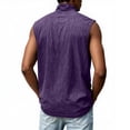 thumbnail image 3 of Lumtrix Mens Sleeveless Denim Shirts 1/2 Zip Collared Vintage Muscle Tank Tops Workout Loose Undershirts with Pocket Purple L, 3 of 3
