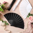 thumbnail image 2 of 80 Pcs Wedding Folding Hand Fans Bulk Silk Fabric Chinese Handheld Foldable Clack Fans with Plastic Ribs for Party, Wedding Gifts, Line Dancing, Home Decorative (Black,White), 2 of 12