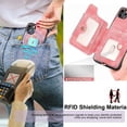 thumbnail image 2 of 11 Pro Max Case,Card Holder Wallet Stand for iPhone 11 Pro Max Cases,Ring Holder,RFID-Blocking,Wrist Strap,Camera Protector,Leather Shockproof Protective Magnetic Flip Cover Cases (Pink), 2 of 14
