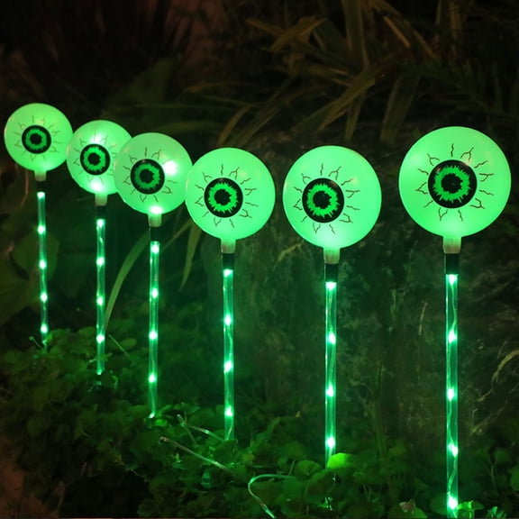 Set of 6 Garden Lights Halloween Decorations Outdoor, LED Battery Powered Globe Lights for Outside Yard Patio Pathway Party Halloween Decor, Halloween Eyeball Light, Halloween Lights Party Supplies