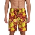 thumbnail image 1 of Balery Autumn Mosaic Maple Leaves Pantalones cortos de pijama de punto de algodón para hombre con cinturilla y bolsillos-3X-Large, 1 of 6