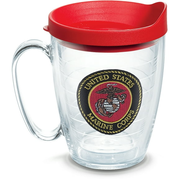 Tervis Marines Logo Made in USA Double Walled  Insulated Tumbler Travel Cup Keeps Drinks Cold & Hot, 16oz Mug with Handle, Classic