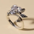 thumbnail image 4 of SmartBy Engagement Ring Two-tone Thin Copper Women Rose Flower Leaves Ring Jewelry Accessories, 4 of 8