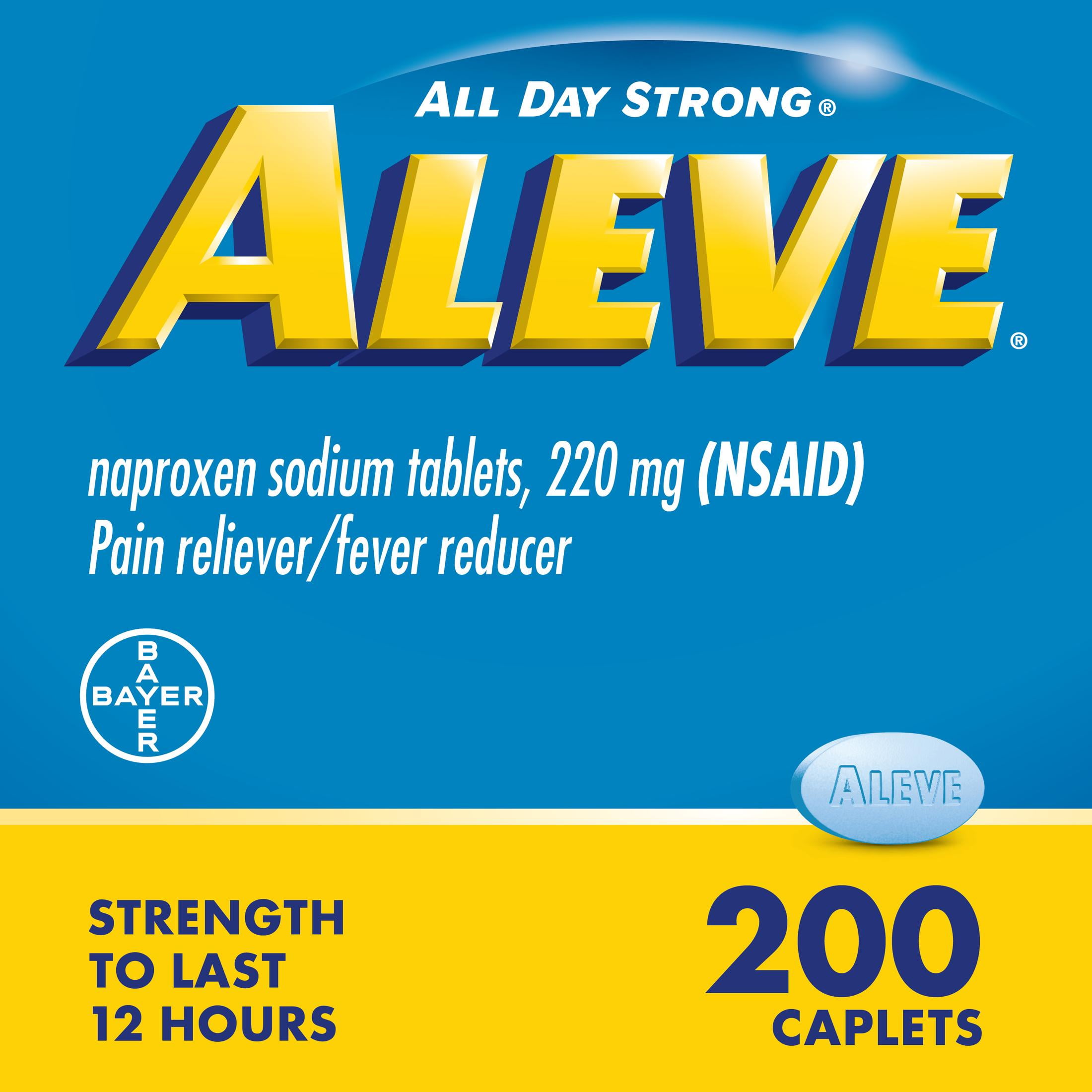 Aleve Caplets Naproxen Sodium Pain Reliever ‐ 200 Count - Walmart.com