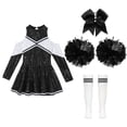thumbnail image 6 of iiniim Kids Girls Cheerleading Cheer Leader Dance Dress with Pom Poms Headwear Socks Party A White&Black 16, 6 of 7