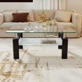 thumbnail image 3 of Taoruifang 39 Inch Tempered Glass Coffee Table 220 LBS Capacity Black, 3 of 19