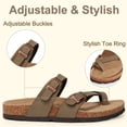 thumbnail image 3 of Litfun Suede Cork Footbed Sandals for Women Summer Arch Support Slide Sandals with Adjustable Buckles, Brown, 3 of 6