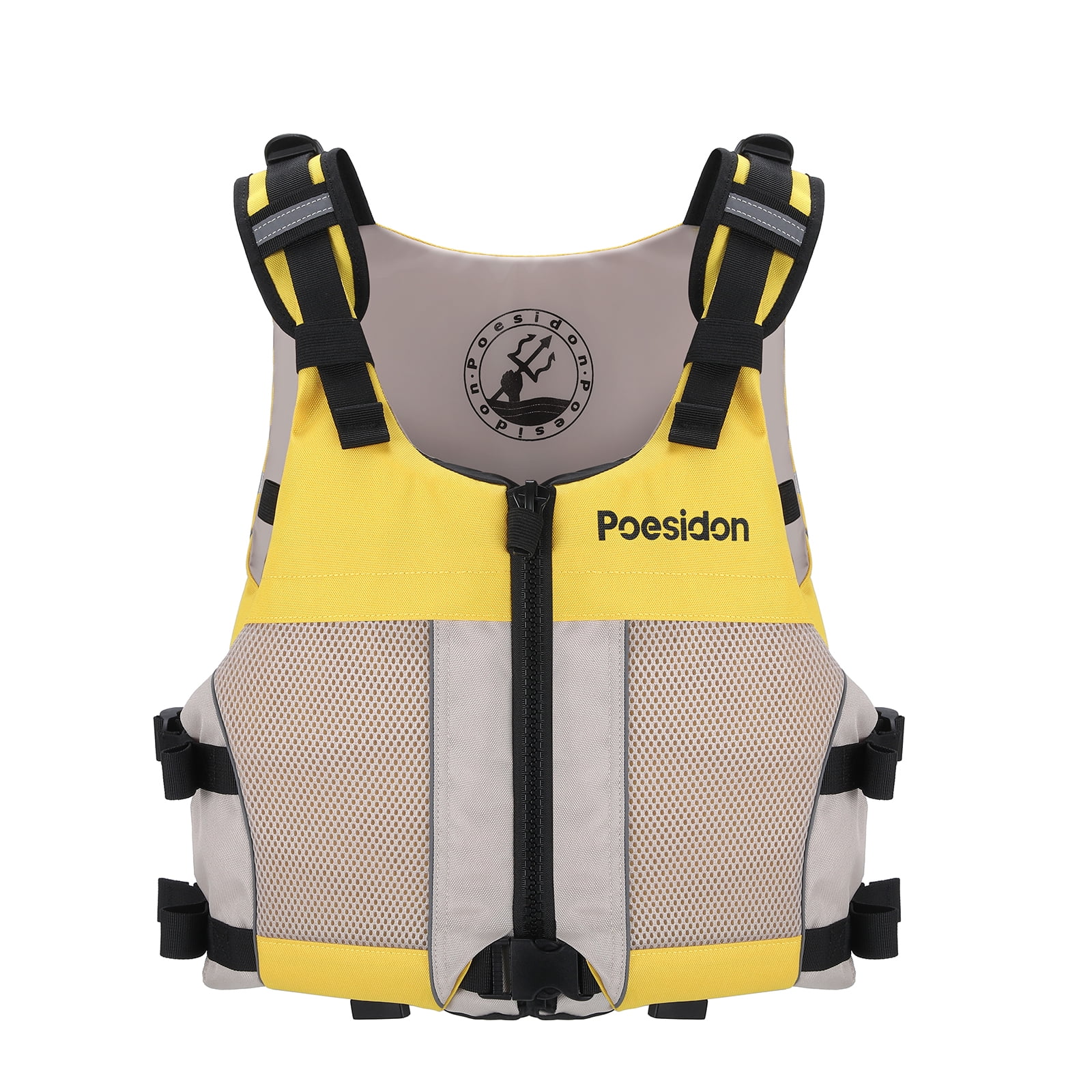 Poseidon Adjustable Water Safety Life Jacket - Classic Unisex Design with Front/Rear Storage Compartments for Multiple Water Activities