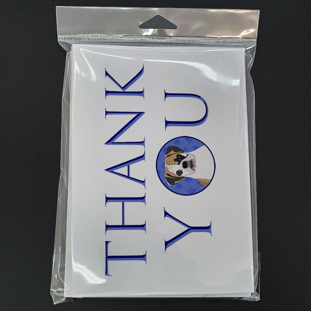 English Bulldog Tricolor #2 Thank You Greeting Cards and Envelopes Pack of 8 7 in x 5 in