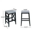 thumbnail image 4 of Bar Stools Set of 2, 29.60" Counter Height Saddle Stools with Fabric Upholstered Seat and Nailhead Trim, Solid Wood Backless Barstools for Kitchen Island, 4 of 8