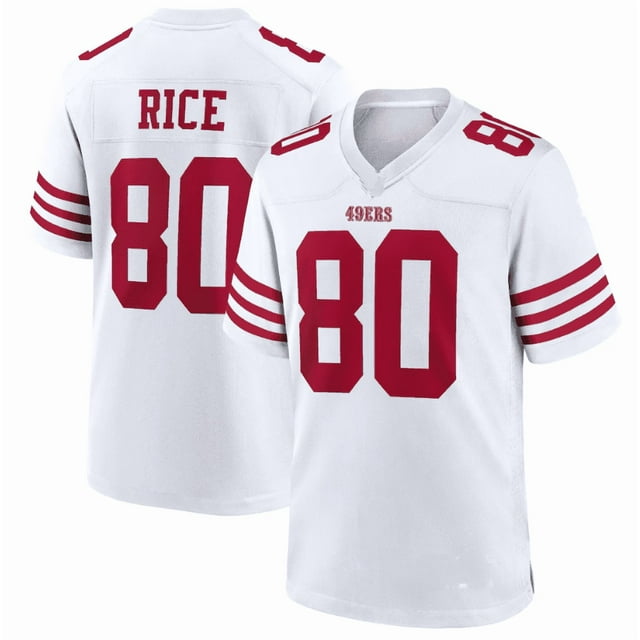 San Francisco 49ers Jerry Rice Men's White Retired Player Jersey with 10,000-Stitch Embroidery - S