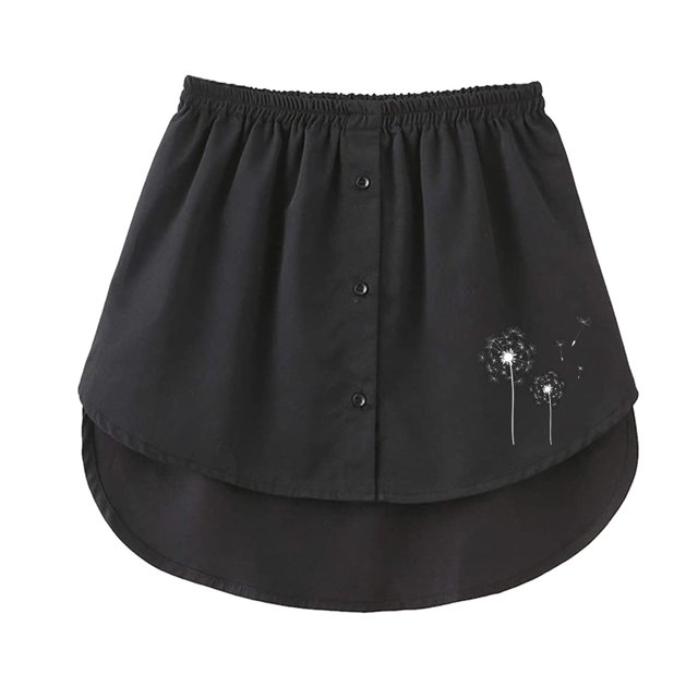 Gibobby faldas largas de mujer casuales falda inferior, falda de extensión de camisa de barrido con botones, extensión de camisa, parte superior inferior(Negro, XXXXXL)