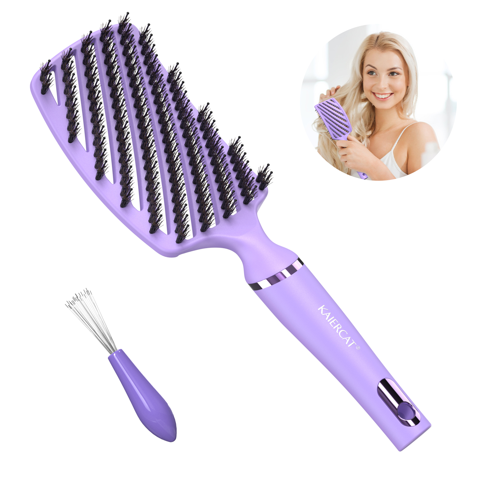 Thehomeuse Soft Hair Brush, 100 Natural Bristle Hair Comb for Thin and
