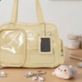 thumbnail image 5 of Hfppkn PU Leather Pin Display Ita Tote Bag Transparent Window Shoulder Handbag for Daily Use 35x11x25cm Yellow, 5 of 7