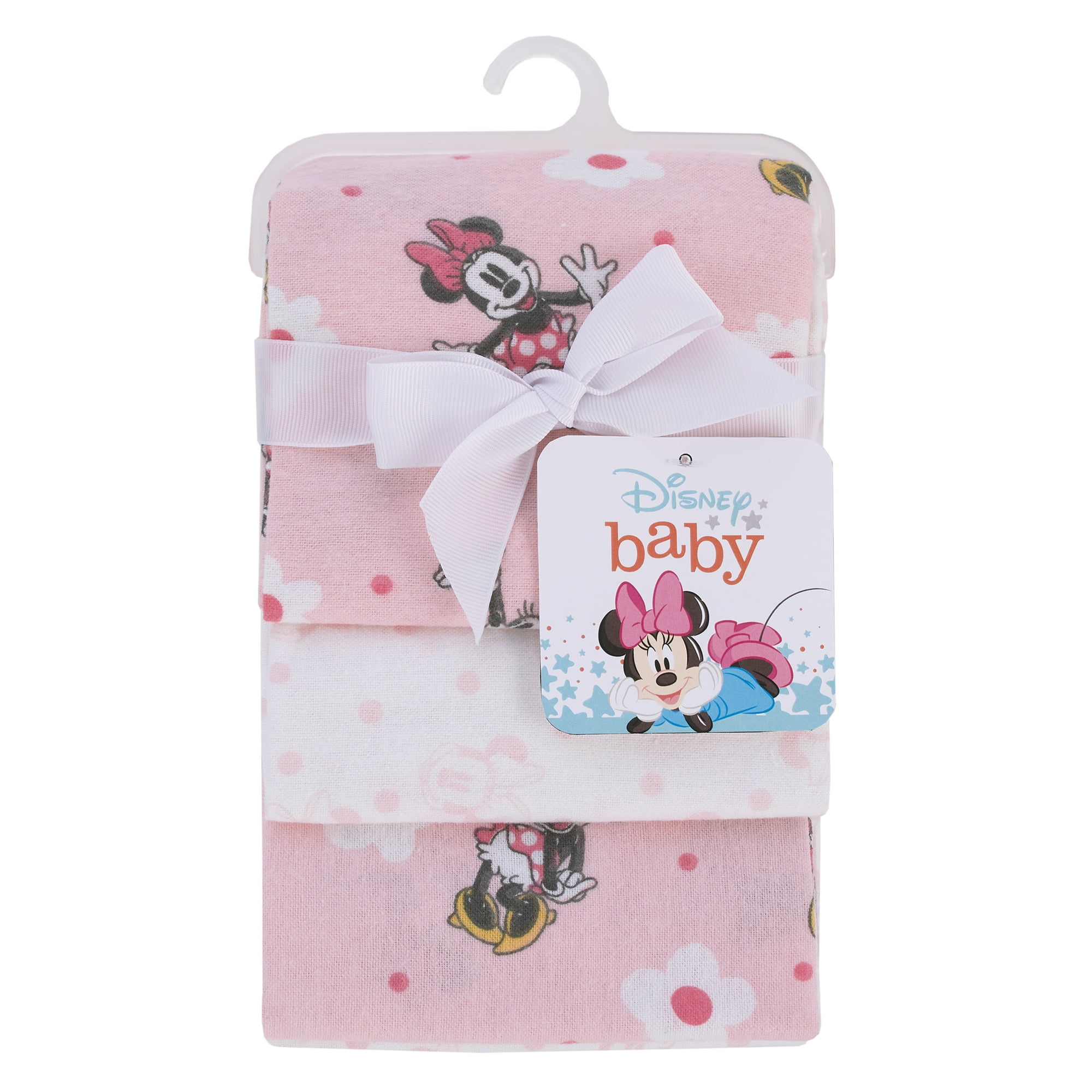 Disney Minnie Mouse Hello Gorgeous 4-PK Cotton Receiving Blankets, Pink, White, Girl