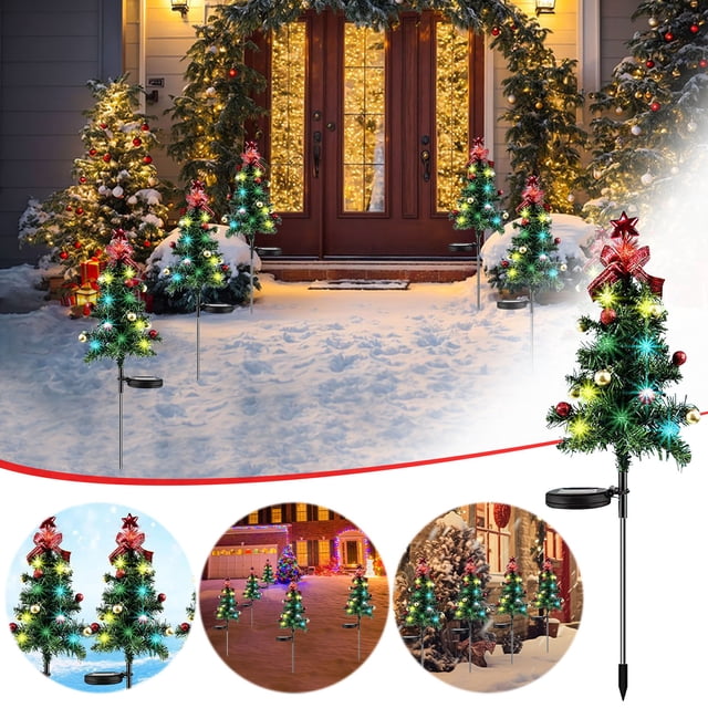 DPTALR Solar Christmas Decoration Light LED Christmas Tree Plug In Light Outdoor Garden Decoration Light