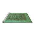 thumbnail image 2 of Ahgly Company Machine Washable Indoor Rectangle Oriental Turquoise Blue Traditional Area Rugs, 7' x 9', 2 of 4