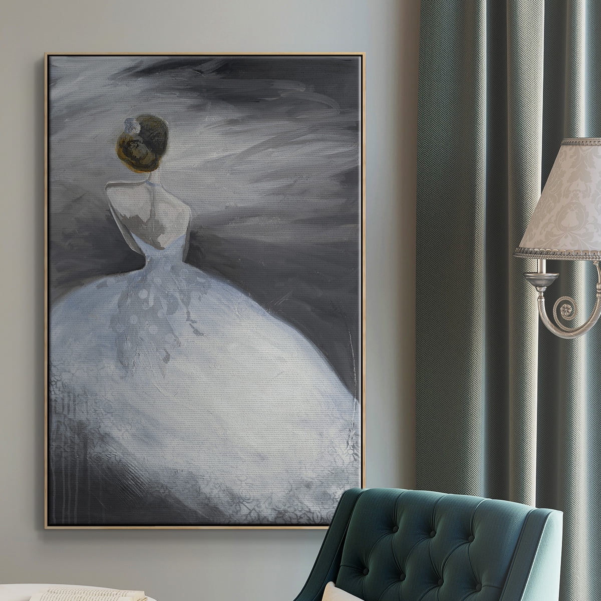 Off in the Distance Framed Premium Gallery Wrapped Canvas - Ready to Hang - 27 x 41 - Natural Wood Floating Frame