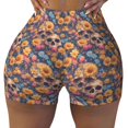 thumbnail image 2 of Fuzoiu Skull daisy colorful Print Women's Workout Shorts,Workout Biker Shorts Women,Exercise Fitness Shorts,Scrunch Short, Athletic Shorts for Gym Yoga Running Sport Active-X-Large, 2 of 8