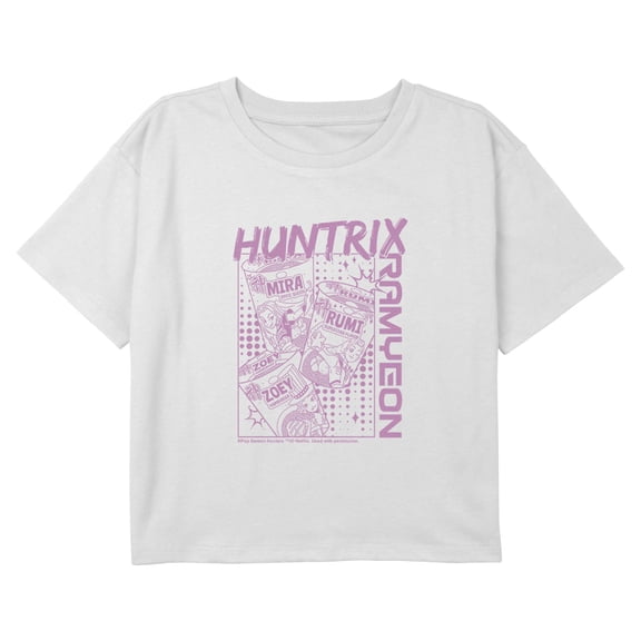 Girls KPop Demon Hunters Zoey Mira and Rumi Instant Ramyeon Cropped T-Shirt