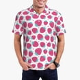 thumbnail image 3 of Balery Hand Drawn Strawberry Printed Men’s Short Sleeve Polo Shirt, Midweight Men's Shirt,Golf Polo shirts -, 3 of 9
