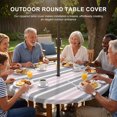 thumbnail image 3 of Round Outdoor Tablecloth with Umbrella Hole and Zipper, Pink Grey Striped Tablecloth with Elastic Waterproof, Horizontal Lines Simple Minimalist Patio Table Covers for 45" - 54" Picnic Pool Tables, 3 of 9