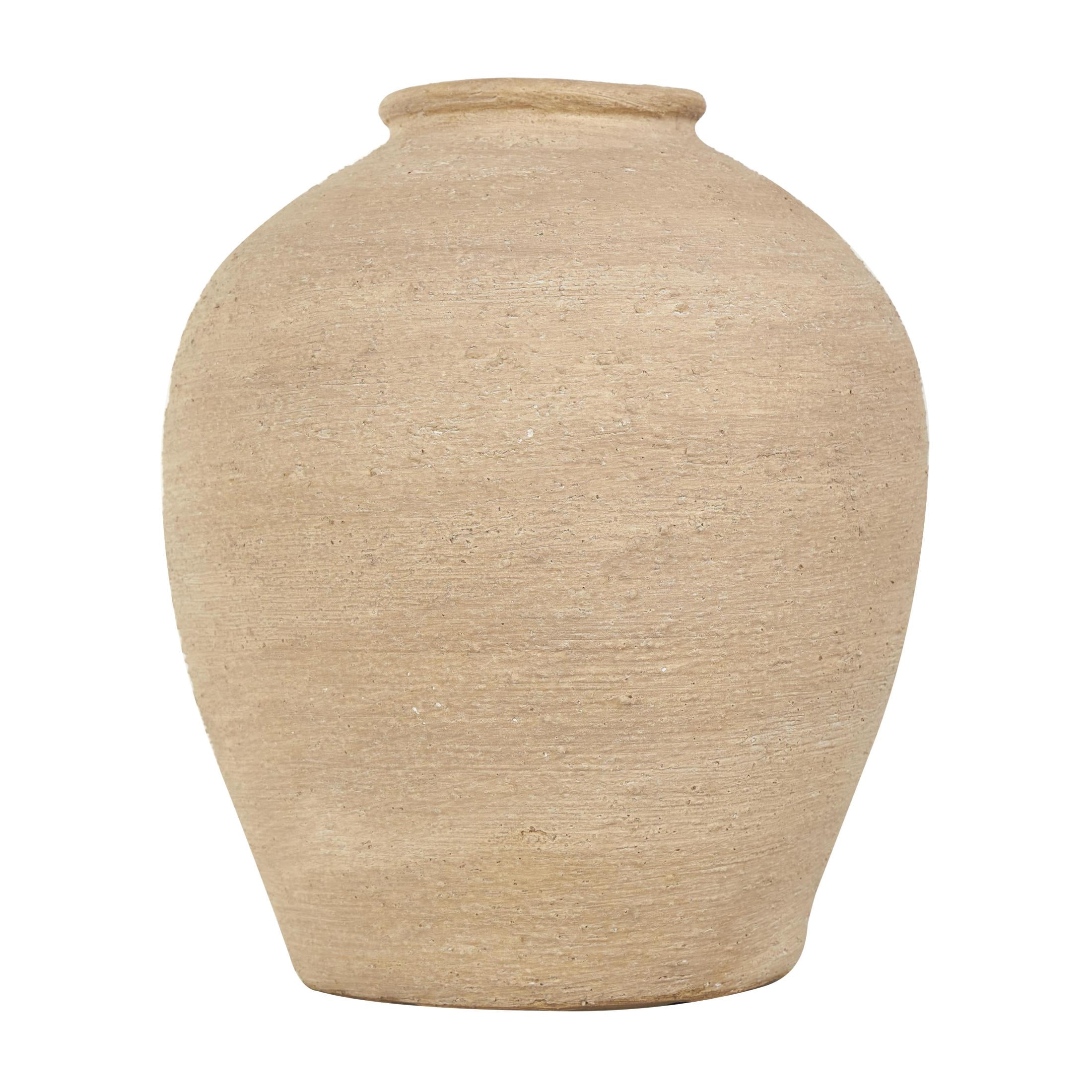 DecMode 11" Wide Textured Beige Porcelain Ceramic Vase
