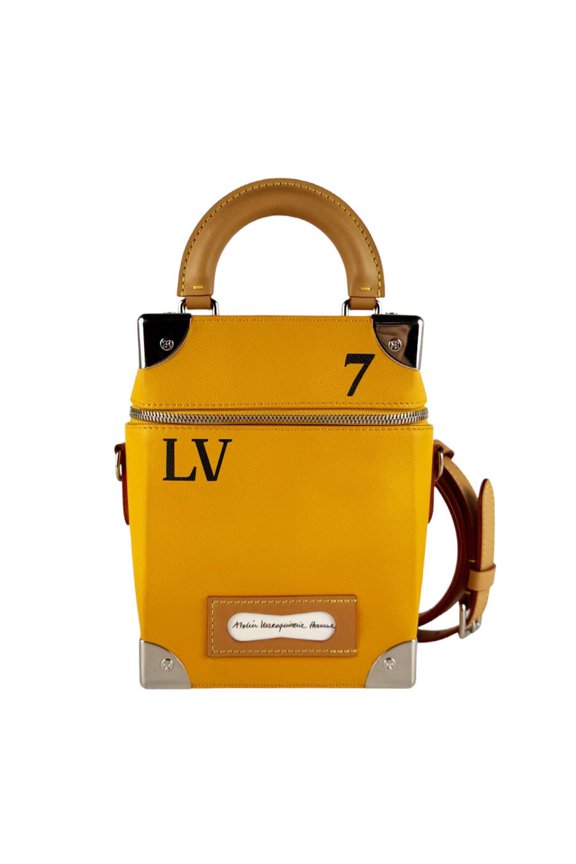 Pre-Owned Louis Vuitton LOUIS VUITTON Shoulder Bag Vertical Box Trunk Leather Saffron Men's...