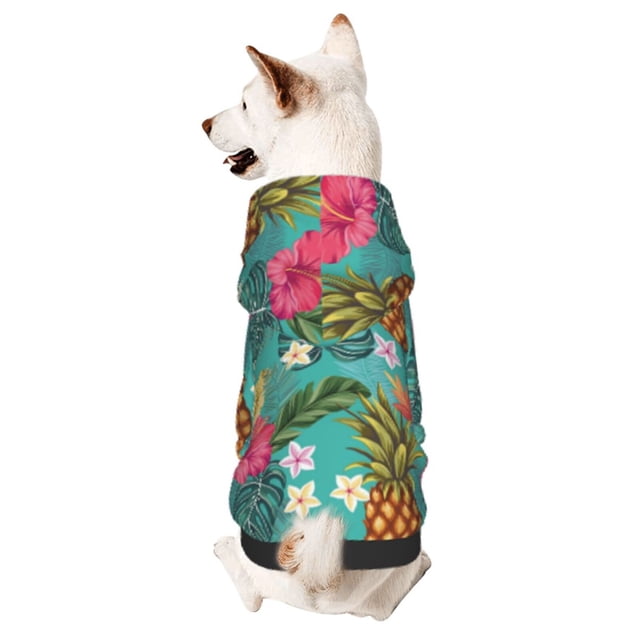 Fotbe Pineapple Sudadera con Estampado para Perros Pequeños – Suéter con Capucha para Mascotas, Tela Suave de Forro Polar con Bolsillo-X-Large