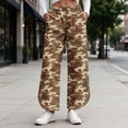 thumbnail image 2 of Women's Camo Wide Leg Pants High Waisted Elastic Waist Lounge Pants with Pockets Tulip Hem Casual Cropped Ankle Lenght for Daily Outdoor Wear Soft Comfy, 2 of 10