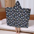 thumbnail image 5 of Blue Cartoon Unicorn Hippo Rainbow Moon Pattern Hooded Bath Towel，50"x30" for Ages 3 To 12 Kids, Quick Dry Lightweight Soft Microfiber Hood Beach Towel Cover Up for Kids, 5 of 7