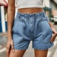 thumbnail image 2 of Ierhent Womens Shorts Jean Women's Ripped Distressed Skinny Denim Shorts Blue,M, 2 of 6