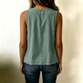 thumbnail image 4 of Dwellite Cotton Linen Flowy Tank Tops for Women Plus Size Sleeveless Shirts Oversized Tops Summer Casual Loose Fit Crewneck Blouse Dark Green XL, 4 of 6