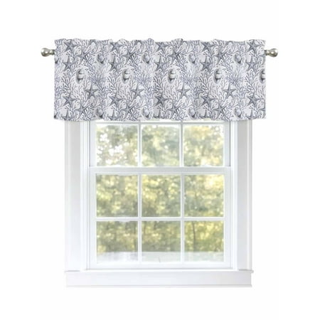 Summer Ocean Valances for Windows Rod Pocket Kitchen Valance Curtains - Soft & Washable Small Window Treatment for Living Room Bathroom Ocean Marine Life 54x18inch