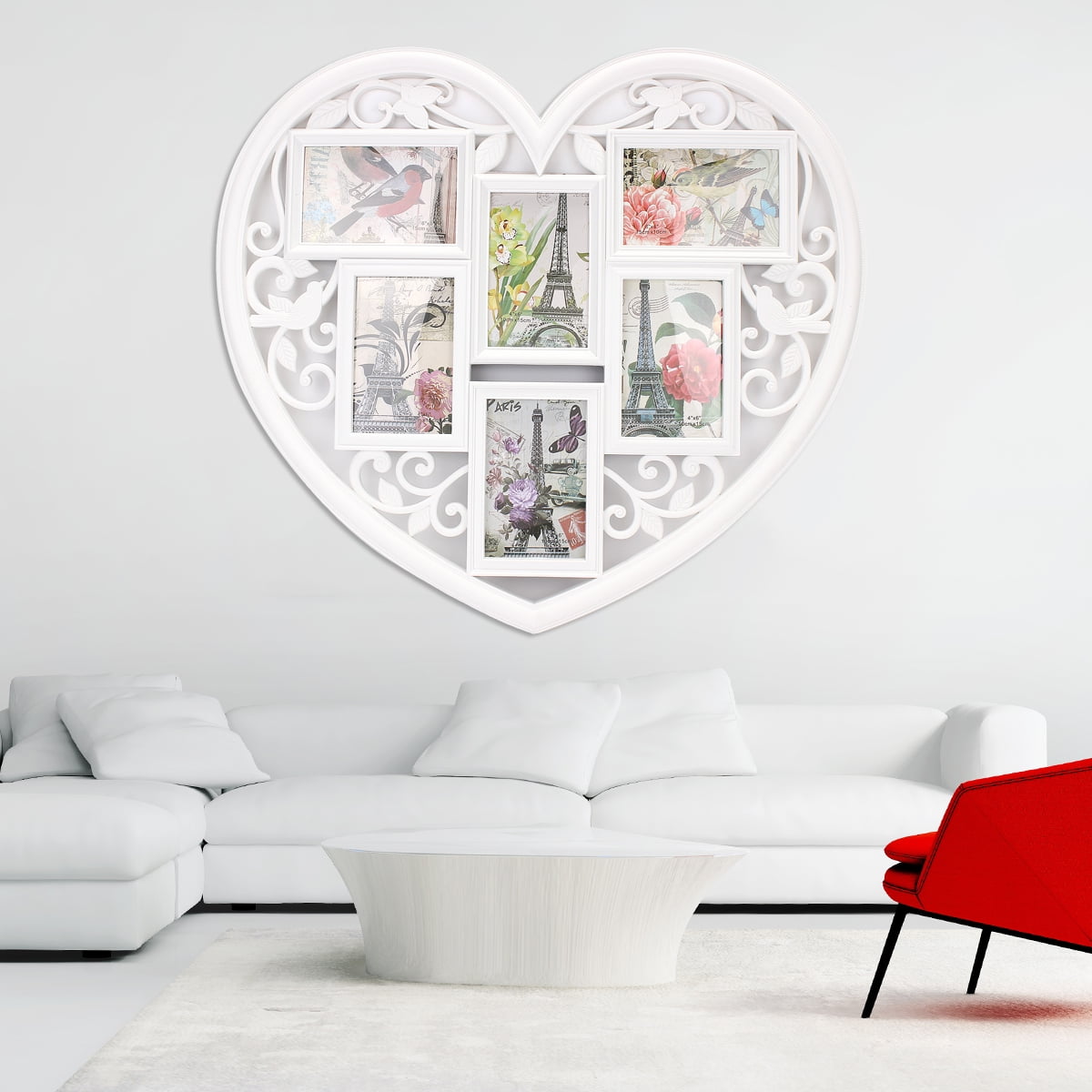 White Love Heart 6 Image Photo Frame Wall Decor Family Wedding Picture Gift 6 Family Photo Frame Picture Frames Art Wall Hanging Album Diy Home Decor Gifts Walmart Canada