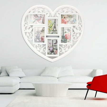 White Love Heart 6 Image Photo Frame Wall Decor Family Wedding Picture Gift Frames Art Hanging Al Diy Home Gifts Canada - Home Decorating Picture Frames Wall