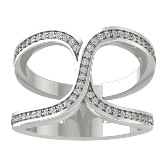 ARAIYA FINE JEWELRY 10K White Gold Round Lab Grown Diamond Fashion Band Ring (1/2 cttw, VS Clarity, D-E Color) Size 5