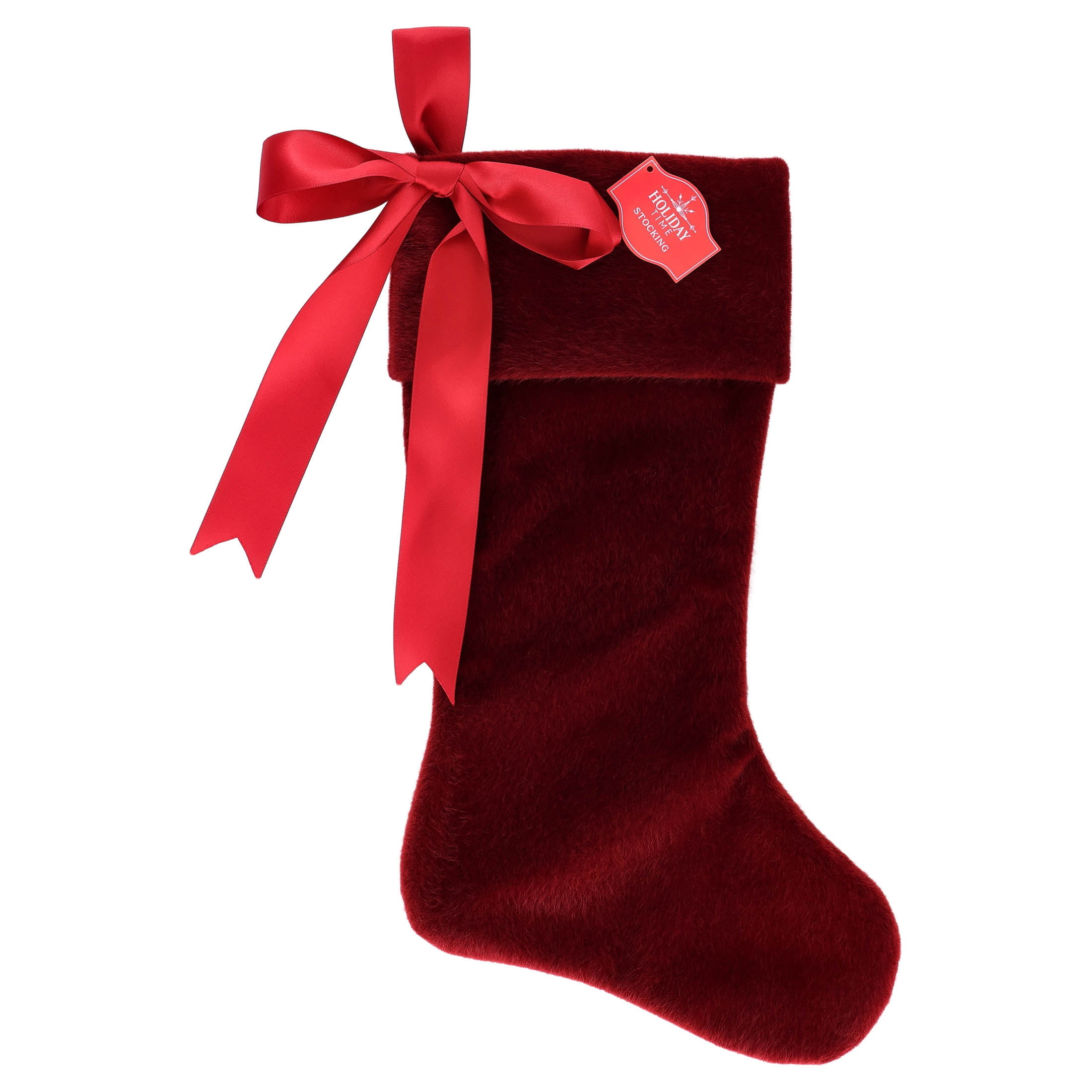 Mohair Christmas Stocking, Burgundy, 18", by Holiday Time