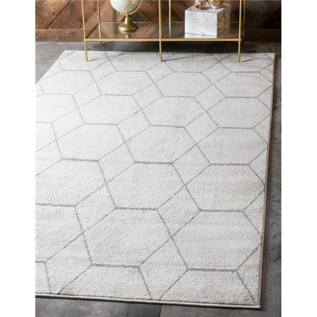 Unique Loom 3140894 5 x 8 ft. Geometric Trellis Frieze Rectangular Rug, Ivory